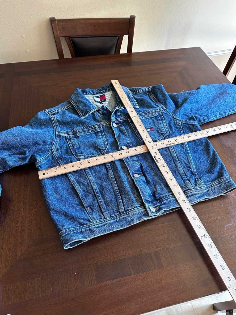 Vintage Tommy Hilfiger Embroidered Denim Jacket Women’s M Blue Y2K - Picture 4 of 5